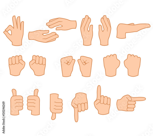 Hand set, isolated, vector illustration