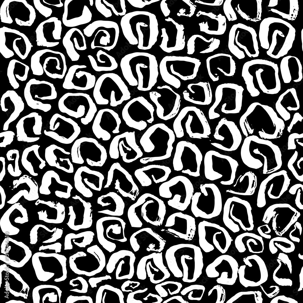 Vector illustration Leopard print seamless pattern. Black and white background
