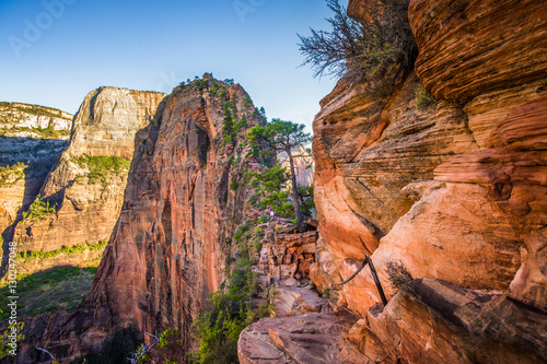 Obraz na płótnie Angels landing hiking trail in Zion National Park, Utah, USA w salonie