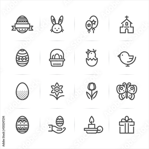 Easter icons with White Background 