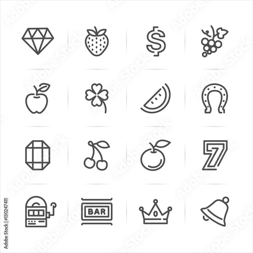 Slot Machine icons with White Background 