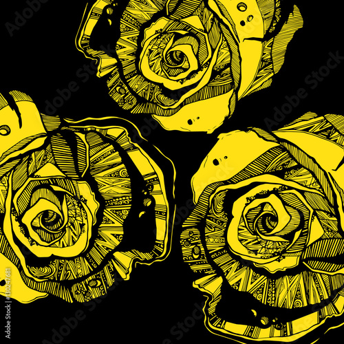 Vector multicolor rose flowers. Vector stylized roses.