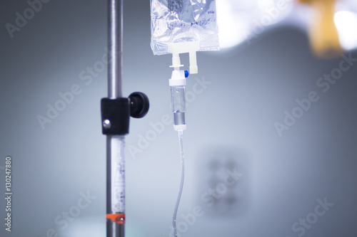 Medical iv drip in hospital photo