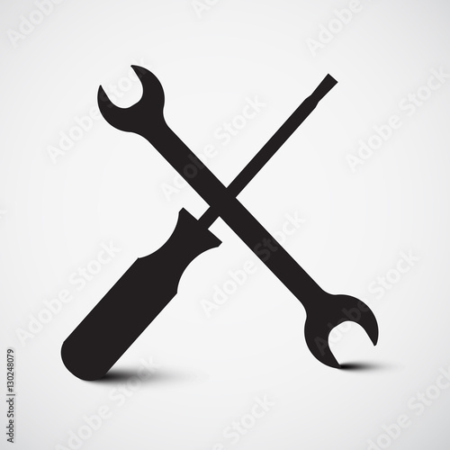 Screwdriver and Wrench Icon. Vector Tools Symbol.