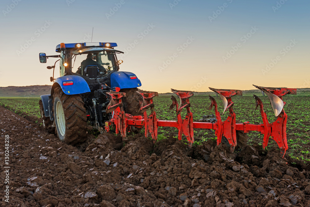 Obraz premium labours au coucher du soleil