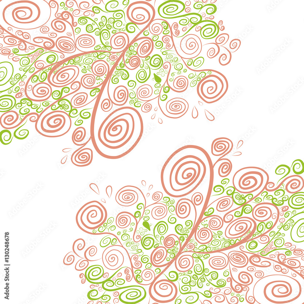 Orange and green Vector floral oriental isolated Orange and green Vector floral oriental isolated