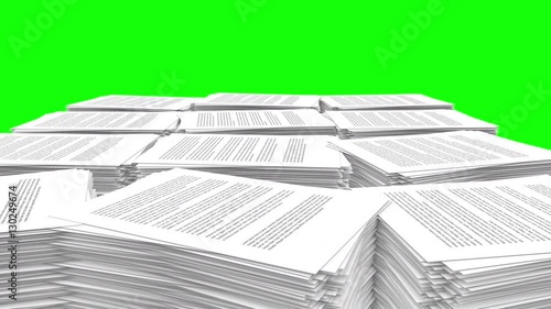 Variety of Paper Stacks Rise. camera rises up as stacks of paper grow. Matte for isolation and ambient occlusion pass
