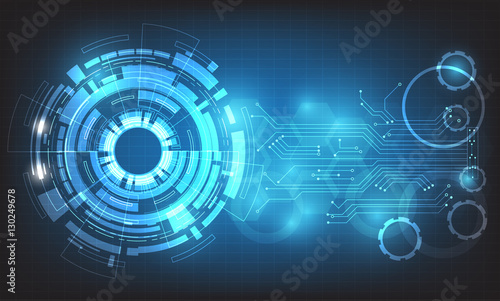 Wallpaper Mural circle hi-tech abstract background vector,digital business  with various technological elements. Torontodigital.ca