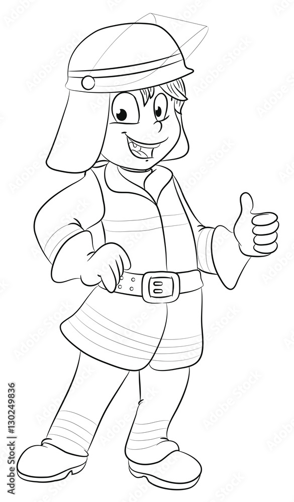 Vektor Illustration eines kleinen Feuerwehrmanns Vektor Illustration eines kleinen Feuerwehrmanns