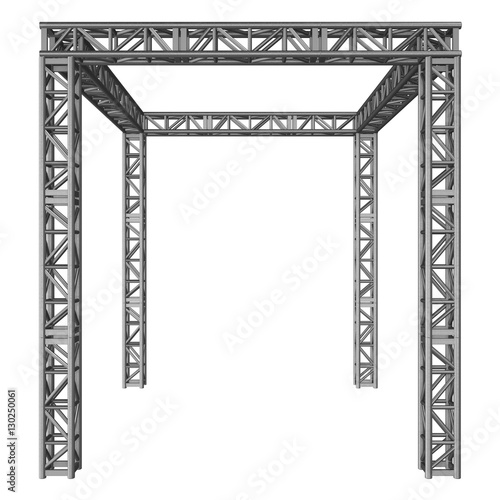 Steel truss girder construction. 3d render isolated on white photo