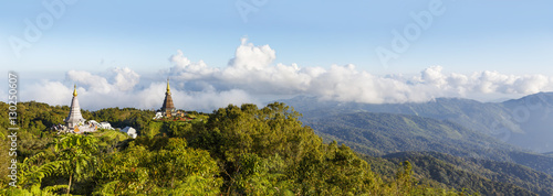 Panorama view of twin Royal Stupas Phra Maha Dhatu Nabha Metanee photo