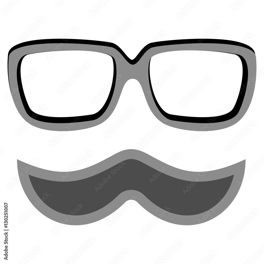 Hipster nerd glasses and stylish mustache isolated on white. Creative design template vector illustration