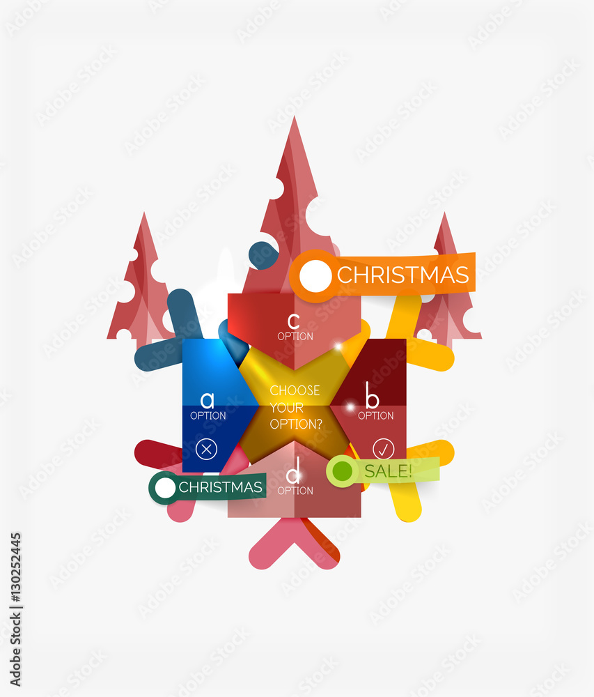 Paper Christmas Greeting Card Banners with text. Holiday geometric templates