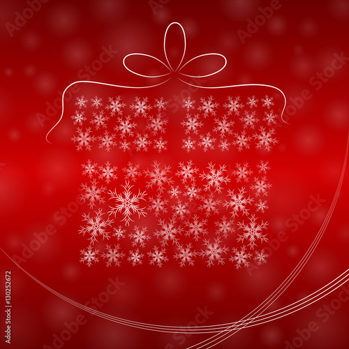 christmas gift of snowflakes, red background