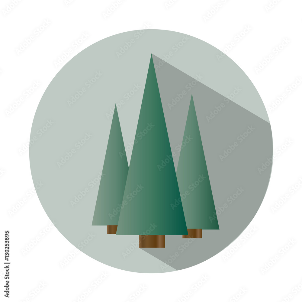 Forest icon. Three fir tree flat with long shadow. Vector illustration Forest icon. Three fir tree flat with long shadow. Vector illustration
