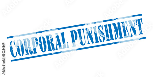 corporal punishment blue stamp on white background