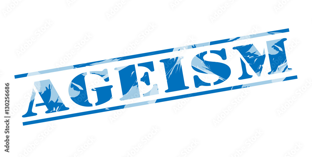 Obraz premium ageism blue stamp on white background