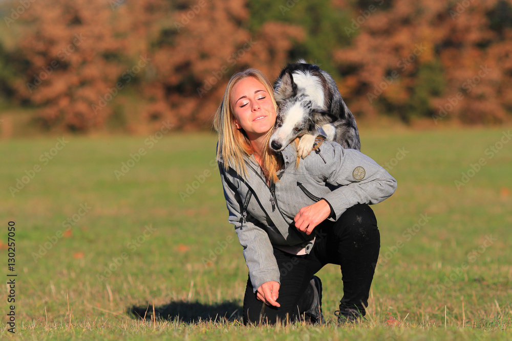 Fototapeta premium woman with her dog