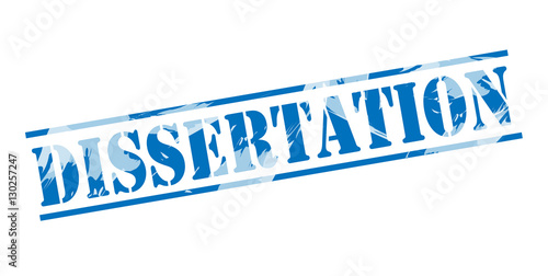 dissertation blue stamp on white background photo