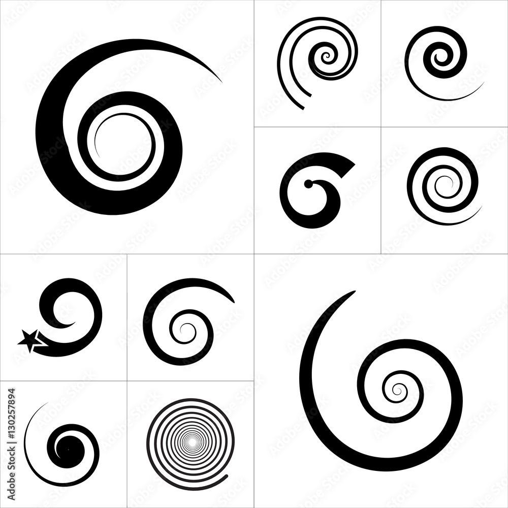 Collection of abstract spiral vector elements. Collection of abstract spiral vector elements.