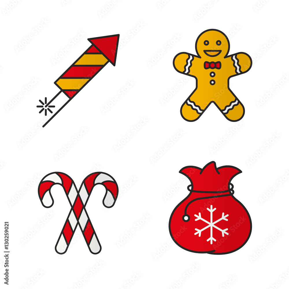 Christmas and New Year color icons set Christmas and New Year color icons set