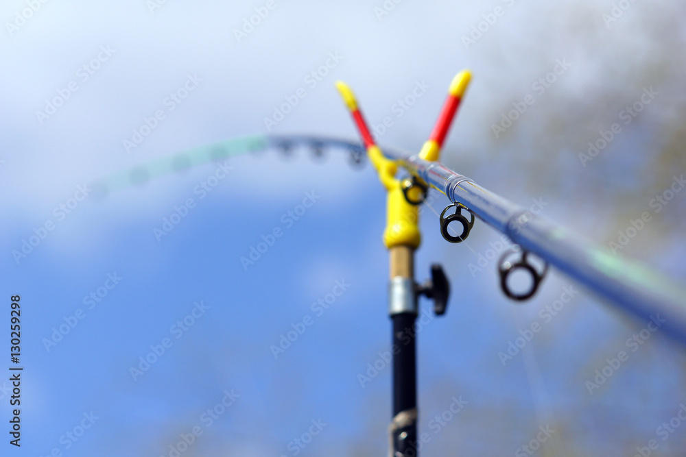 ring with a tight fishing line on a fishing rod ring with a tight fishing line on a fishing rod