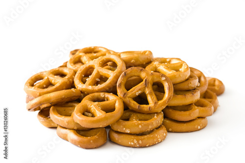 Pretzels isolated on white background.copyspace 