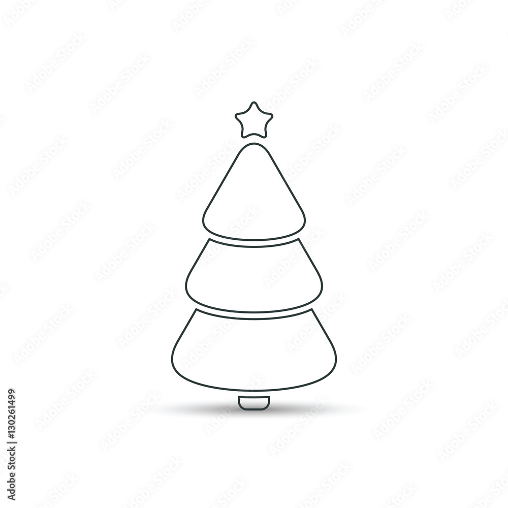 Christmas tree outline icon, vector simple design. Black symbol of fir-tree, isolated on white background. Christmas tree outline icon, vector simple design. Black symbol of fir-tree, isolated on white background.