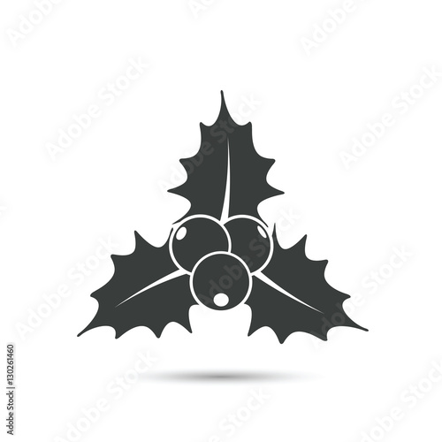 Christmas holly berries icon, vector. Simple mistletoe decorative black illustration.