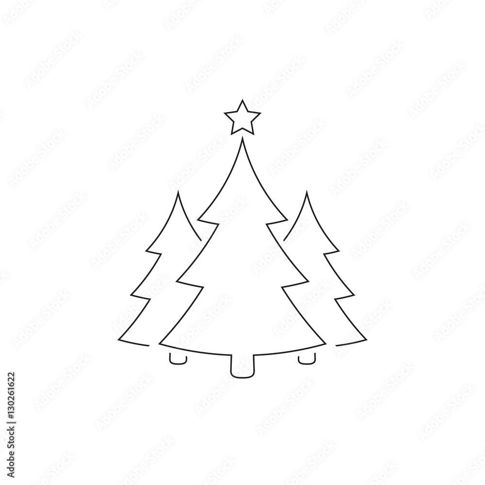 Christmas trees outline icon, vector simple design. Black symbol of fir-tree, isolated on white background. Christmas trees outline icon, vector simple design. Black symbol of fir-tree, isolated on white background.