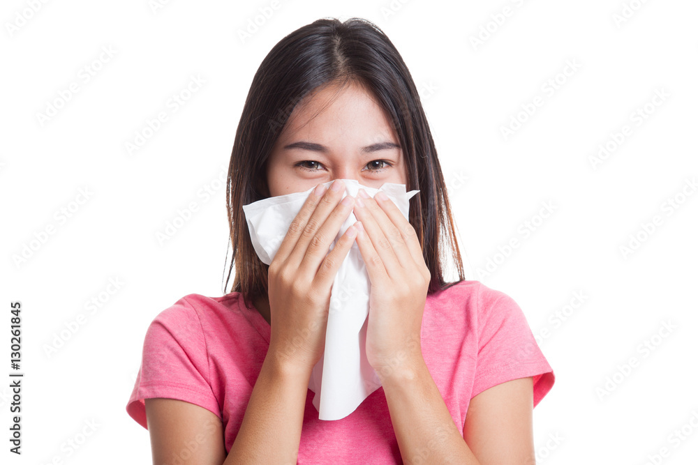 Young Asian woman got sick and flu. Young Asian woman got sick and flu.