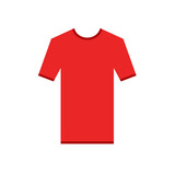 Red tshirt simple Icon. T-Shirt short sleeve with ribbons contour, Mockup for design. Simplified shirt. Web ready Template vector illustration.