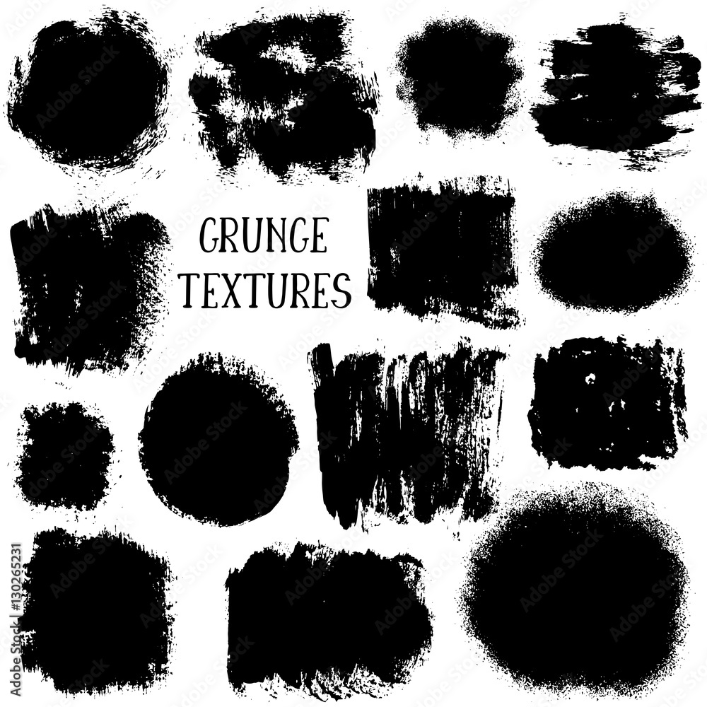 Vector collection of black ink abstract grunge textures. Vector collection of black ink abstract grunge textures.