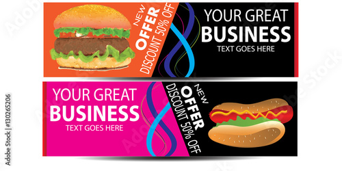 Hamburger Banner Fast food Restaurant menu Vector