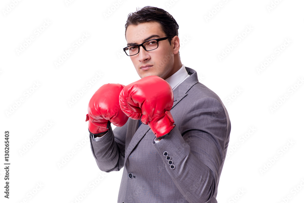 Businessman boxing isolated on the white background Businessman boxing isolated on the white background