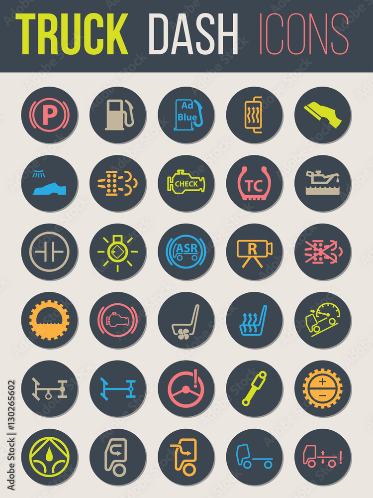 Truck dashboard icon set