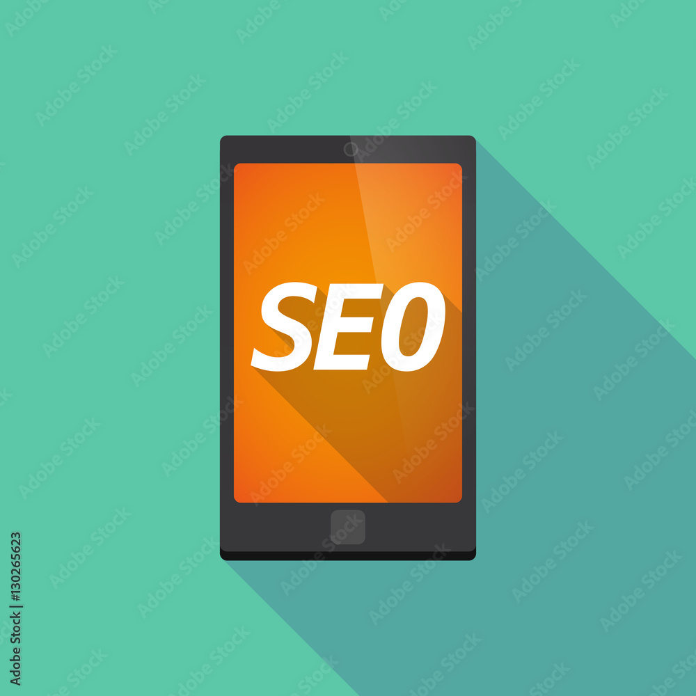 Long shadow smart phone with the text SEO Long shadow smart phone with the text SEO