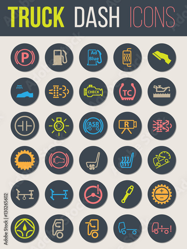 Truck dashboard icon set
