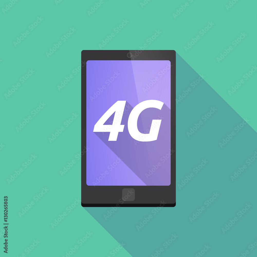 Long shadow smart phone with the text 4G Long shadow smart phone with the text 4G
