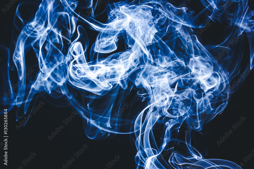 Obraz Aromatic bright white blue smoke.