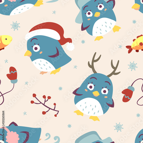 vector penguin seamless pattern