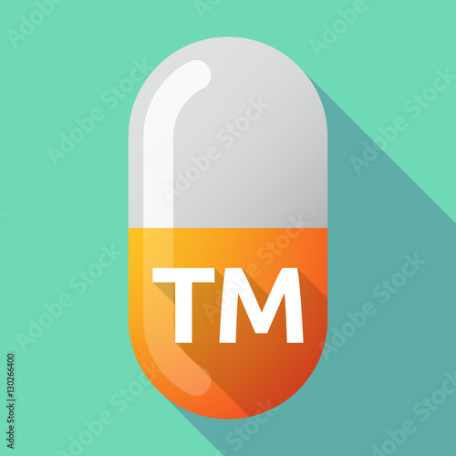 Long shadow medical pill with    the text TM