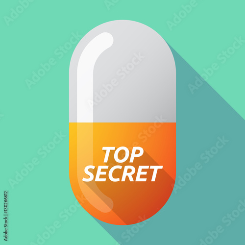 Long shadow medical pill with    the text TOP SECRET