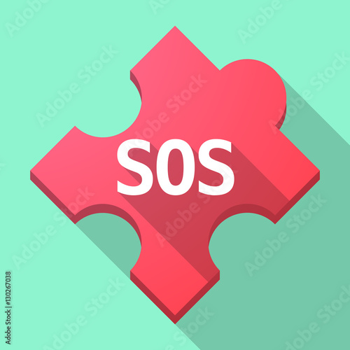 Long shadow puzzle piece with    the text SOS