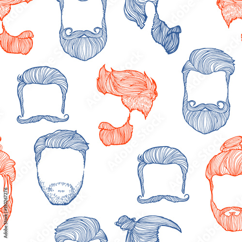 Man hairstyle. Seamless pattern. Vector Illustration.