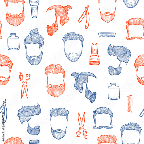 Man hairstyle. Set of hand-drawn sketches. Barbershop.
