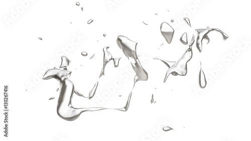 Isolated splash of molten metal on a white background. photo