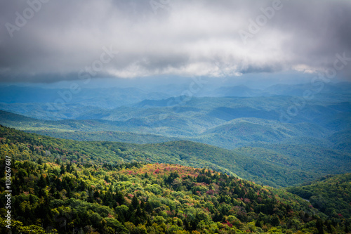 Cloudy view of the Blue Ridge Mountains from Grandfather Mountai