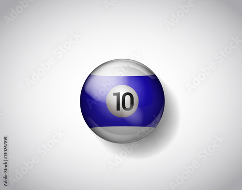 Ten blue ball pool. Vector illustration billiards isolated. 10 B