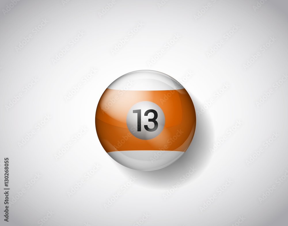 Thirteen orange yellow ball pool. Vector illustration billiards Thirteen orange yellow ball pool. Vector illustration billiards